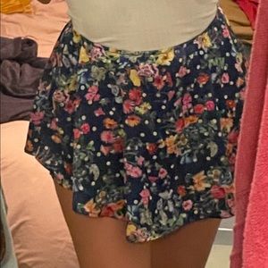 DESIGN LAB Silk Floral & Polka Dot Skort